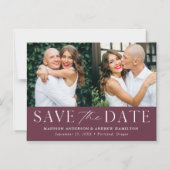 Moderne Elegance Wine Two Foto Save the Date Magnetische Uitnodiging (Voorkant)