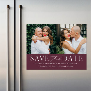 Moderne Elegance Wine Two Foto Save the Date Magnetische Uitnodiging