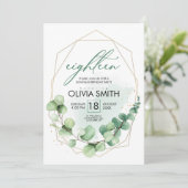 Moderne elegant 18e verjaardag | Girly greenery Kaart (Staand voorkant)