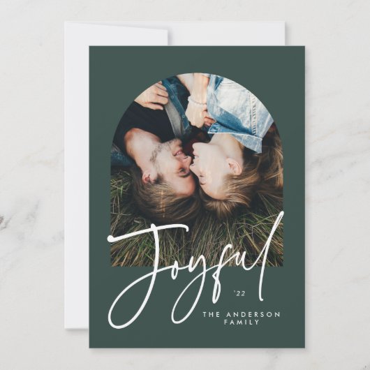 Moderne elegant 1 fototypografie, groen kerstfeest (Voorkant)