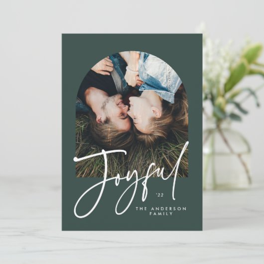 Moderne elegant 1 fototypografie, groen kerstfeest (Staand voorkant)