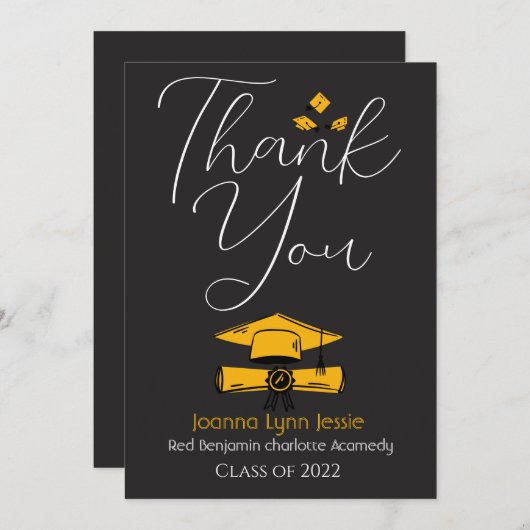 Moderne Elegant Afstuderen Gold Pet Bedankt Script (Voorkant / Achterkant)