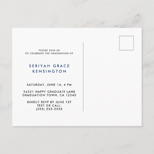 Moderne Elegant Afstuderen Script-foto Aankondigingskaart (Achterkant)