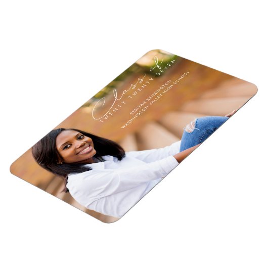 Moderne Elegant Afstuderen Script-foto Magneet (Linkerzijde)