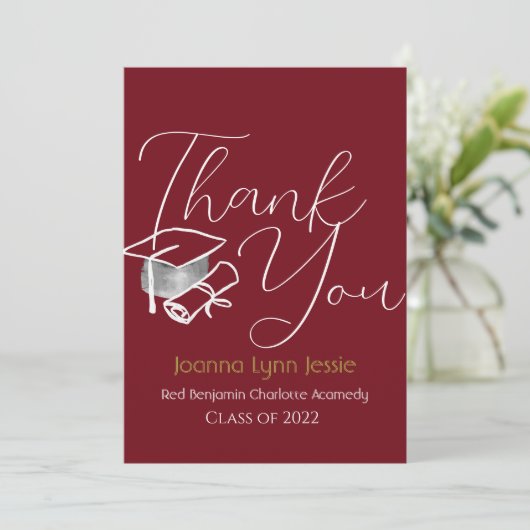 Moderne Elegant Afstuderen white Pet Bedankt Scrip (Staand voorkant)