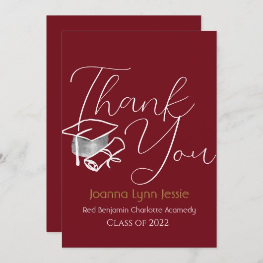 Moderne Elegant Afstuderen white Pet Bedankt Scrip (Voorkant / Achterkant)