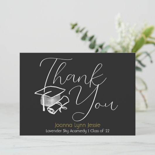 Moderne Elegant Afstuderen white Pet Bedankt Scrip (Staand voorkant)