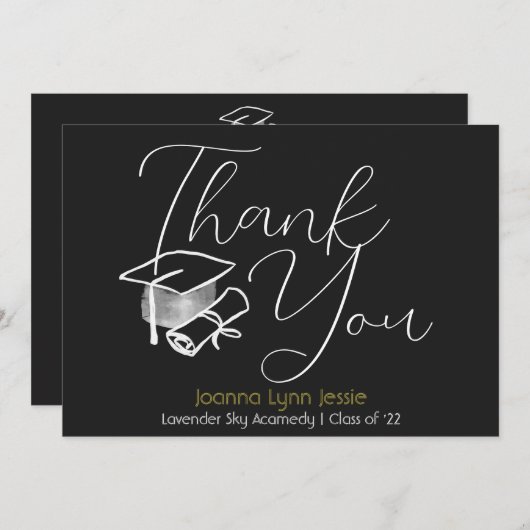 Moderne Elegant Afstuderen white Pet Bedankt Scrip (Voorkant / Achterkant)
