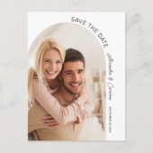 Moderne Elegant Arch Script-foto slaat de datum op Briefkaart (Voorkant)