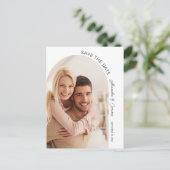 Moderne Elegant Arch Script-foto slaat de datum op Briefkaart (Staand voorkant)