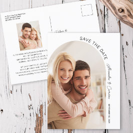 Moderne Elegant Arch Script-foto slaat de datum op Briefkaart