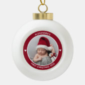 Moderne Elegant Baby Eerste Kerstkerkeepomwille Keramische Bal Ornament (Voorkant)