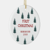 Moderne Elegant Baby Eerste Kerstmis Baby Keramisch Ornament (Rechts)