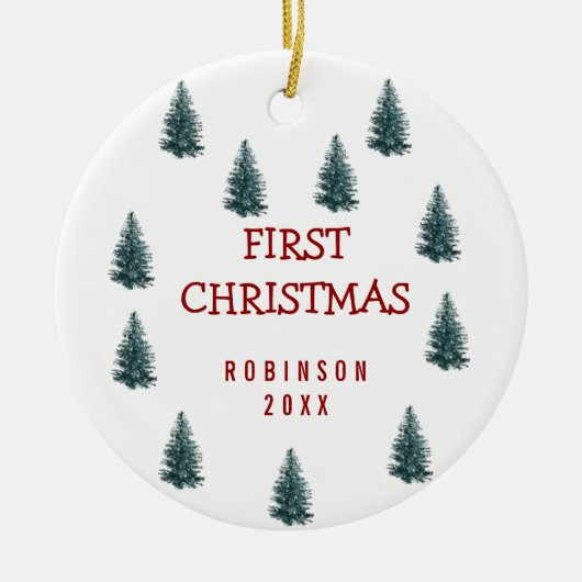 Moderne Elegant Baby Eerste Kerstmis Baby Keramisch Ornament (Voorkant)