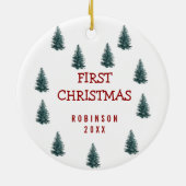 Moderne Elegant Baby Eerste Kerstmis Baby Keramisch Ornament (Achterkant)