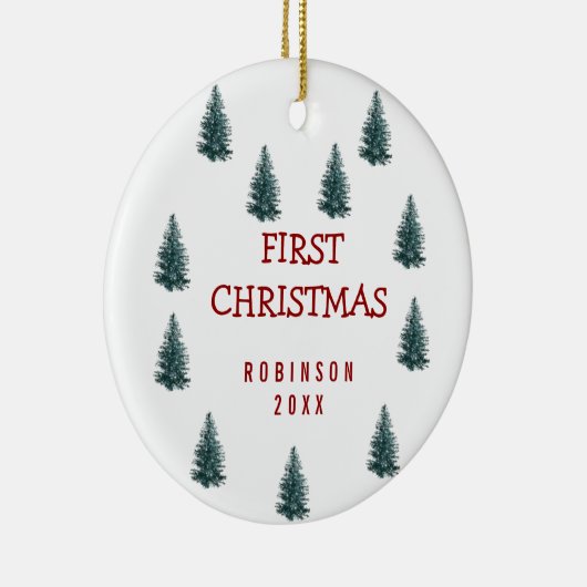 Moderne Elegant Baby Eerste Kerstmis Keramisch Ornament (Rechts)