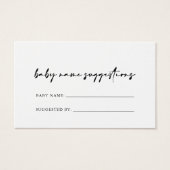 Moderne Elegant Baby Name Suggestions Card Visitekaartje (Voorkant)