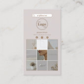 Moderne Elegant Beige Instagram Photo Grid Visitekaartje (Voorkant)