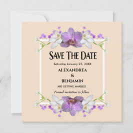 Moderne Elegant Beige White Flowers personaliseren Save The Date