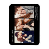 Moderne Elegant Bewaar de Datum Drie Foto Magneet (Verticaal)