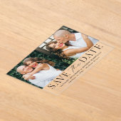 Moderne Elegant Black 2 Foto Bewaar de datum Acryl Uitnodigingen (Laagn)