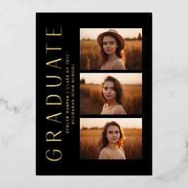 Moderne Elegant Black 4 Fotogradatie Partij Folie Uitnodiging
