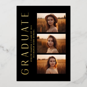 Moderne Elegant Black 4 Fotogradatie Partij Folie Uitnodiging