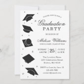 Moderne Elegant Black and White Graduation Party Kaart