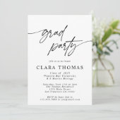 Moderne Elegant Black and White Graduation Party Kaart (Staand voorkant)