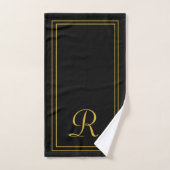 Moderne Elegant Black en Gold Monogram Bath Bad Handdoek (Handdoek)
