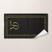 Moderne Elegant Black en Gold Monogram Bath Bad Handdoek (Handdoek)