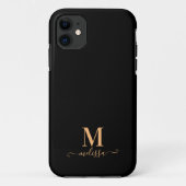 Moderne Elegant Black en Gold Monogrammen Case-Mate iPhone Case (Achterkant)