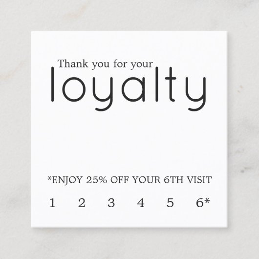 Moderne Elegant Black en White Loyalty Kaart (Voorkant)