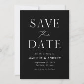 Moderne Elegant Black en White QR-code Save The Date (Voorkant)