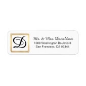 Moderne Elegant Black Gold Lijst Monogram Initiale Etiket (Voorkant)