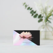 Moderne Elegant Black Lotus Holographic Visitekaartje (Staand voorkant)