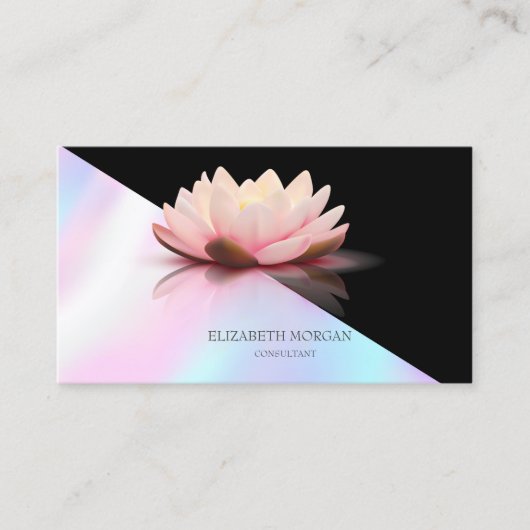 Moderne Elegant Black Lotus Holographic Visitekaartje (Voorkant)