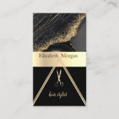 Moderne Elegant Black Marble Gold Sequins, schaar Visitekaartje (Voorkant)