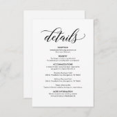 Moderne elegant Black, onze huwelijksgegevens Informatiekaartje (Voorkant / Achterkant)