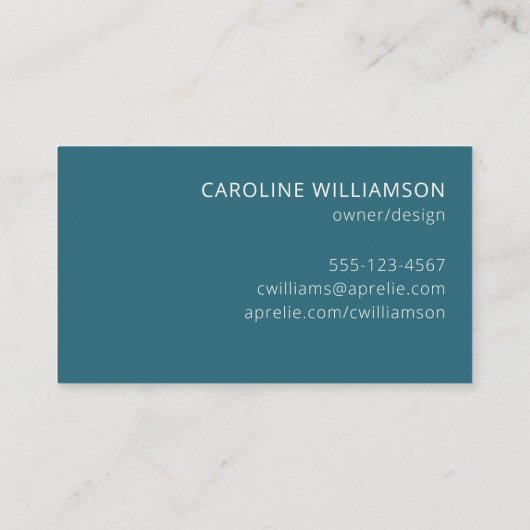 Moderne, elegant Blauwgroen blauw Creative Profess Visitekaartje (Achterkant)