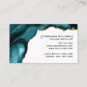 Moderne Elegant Blauwgroen Gold Agate Lashes Visitekaartje (Achterkant)