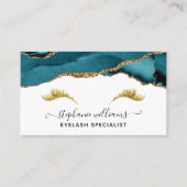 Moderne Elegant Blauwgroen Gold Agate Lashes Visitekaartje (Voorkant)