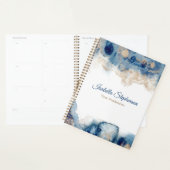 Moderne Elegant Blue Gold Liquid Waterverf Ink Planner (Display)