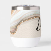 Moderne Elegant Blue Gold Marble Persoonlijke naam (Voorkant)