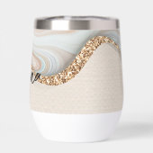 Moderne Elegant Blue Gold Marble Persoonlijke naam (Achterkant)