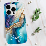 Moderne Elegant Blue Gold Marble Persoonlijke naam Case-Mate iPhone 14 Pro Hoesje<br><div class="desc">Moderne Elegant Blue Gold Marble Specialized Name iPhone 14 Pro Hoesjes kenmerkt uw gepersonaliseerde naam in een elegante kalligrafiekscripttypografie op een moderne blauwe en gouden marmer achtergrond. Perfect geschenk voor haar verjaardag,  moeder voor Moederdag,  zus of bijen voor Kerstmis en feestdagen. Ontworpen door ©Evco Studio www.zazzle.com/store/evcostudio</div>