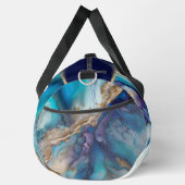 Moderne Elegant Blue Gold Marble Persoonlijke naam Plunjezak (Rechts)