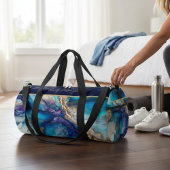 Moderne Elegant Blue Gold Marble Persoonlijke naam Plunjezak