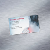 Moderne Elegant Blue Photo Massage Therapist Magnetisch Visitekaartje (Voorbeeld)