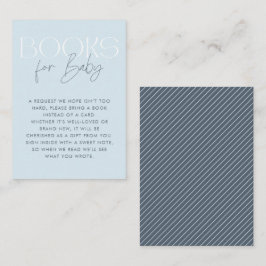 Moderne Elegant Blue Script Books voor Baby Informatiekaartje
